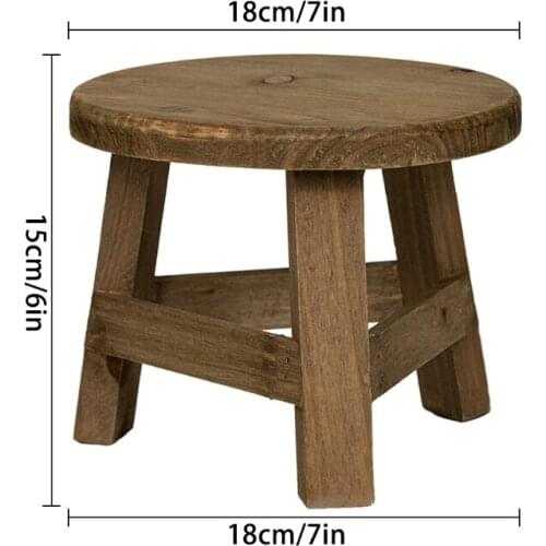 M68E Mini Wooden Stool Display Stand Round Flower Shelf Bonsai Rack Garden Plant Pot Riser Holder for Indoor Outdoor Home Patio
