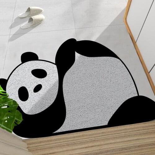 Cartoon Cute Panda Entrance Door Mat Carpet Living Room Hallway Mat Carpet PVC Anti-slip Mat Freely Cutting Custom Home Door Mat