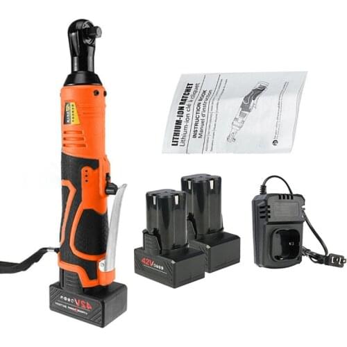 60NM Cordless Electric Wrench Ratchet Wrenchs Set Angle Drill Screwdriver Remove Screw Nut Auto Repair Power Tool 2 Batteries