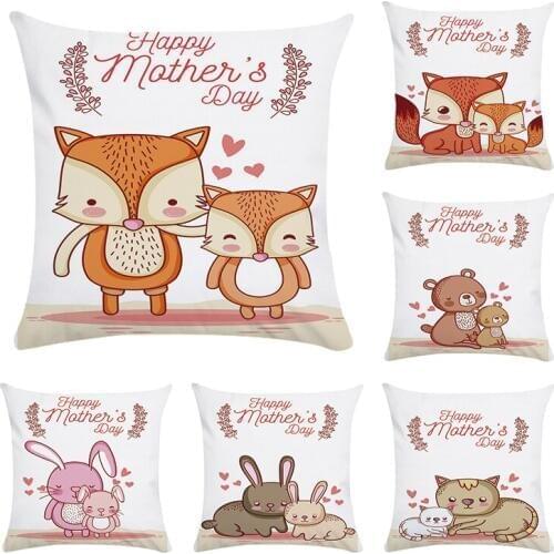 Animal Style Lettr Happy Monther day Printed Cushion Cover polyester Pillow Case Cushion Cover for Home Sofa Car CR150