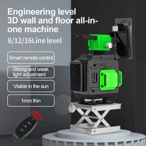 Green Beam 8 / 12 / 16 Line Laser Level 360 Rotary Self Leveling Construction Decoration Tool With Remote Control