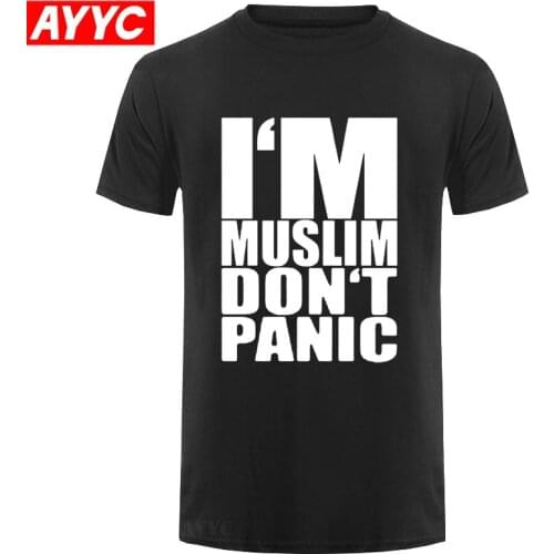 New Brand Mens T SHIRT I AM MUSLIM DO NOT PANIC Islam Moslem printing 100% cotton Summer T Shirt Plus Size