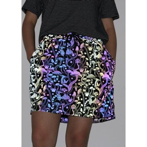 New 2021 colorful mushroom reflective skirt women drawstring waist woman korean style tatting rainbow color reflective skirts