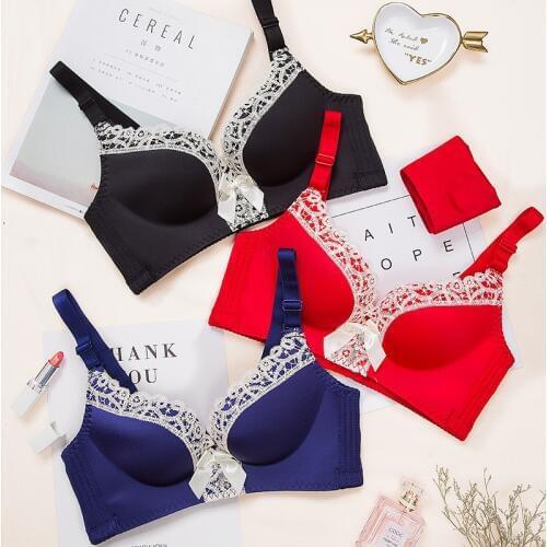 New Women Underwear Set Lace Sexy Push-up Bra And Panty Sets Bow Comfortable Brassiere Deep V Female Lingerie Set