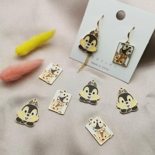 10pcs Cartoon Squirrel Enamel Charms Pendants Cute Animal Alloy Charms Fit Bracelet Earring Jewelry DIY Accessory Finding YZ858