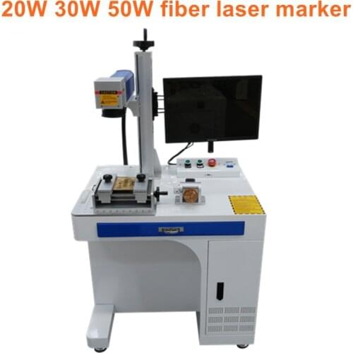 Good sale 50W portable fiber laser marking machine for metal and plastic with rotary axis