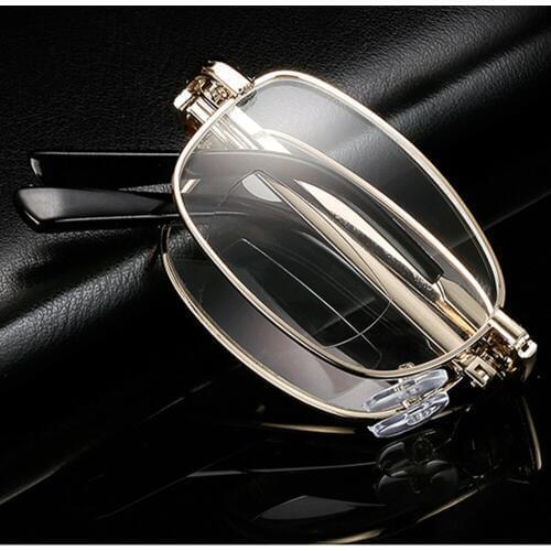 Advanced Alloy Full-rim Gold Anti-fatigue Men Women Bifocal Reading Glasses +0.75 +1.25 +1.5 +2.00 +1.75 TO +4 with Case