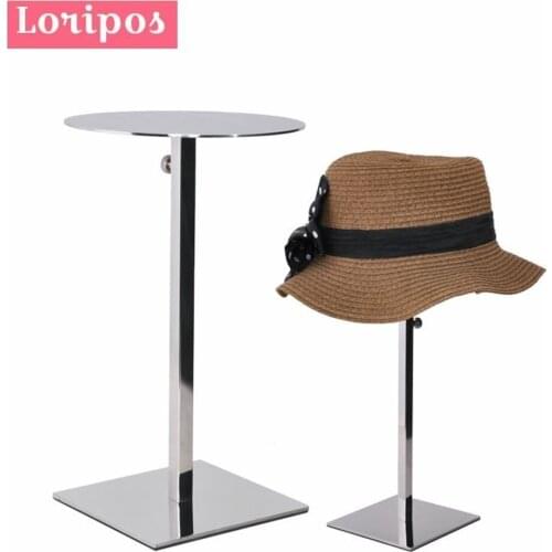 10pcs Stainless Steel Adjustable Hat Display Stand Mirror Silvery Hat Holder Window Display Prop Table Wig Shelf Wig Organizer
