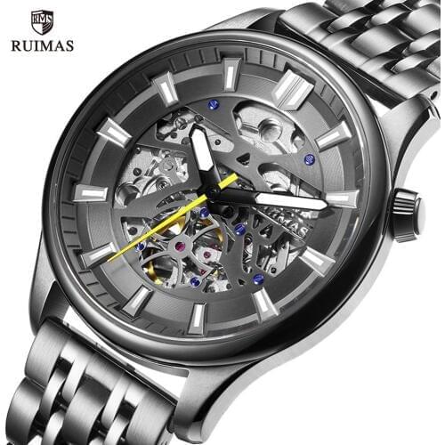 RUIMAS Mens Business Automatic Watches Luxury Stainless Steel Mechanical Watch Men Top Brand Waterproof Wristwatch Relogio 6770