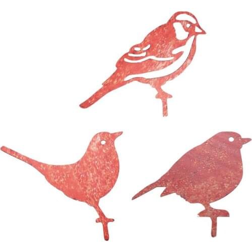 Rusty Metal Bird Garden Decoration Outdoor Fence Decor Sparrow Metal Birds Outdoors Garden Decoration Ornament Statues 2021 New