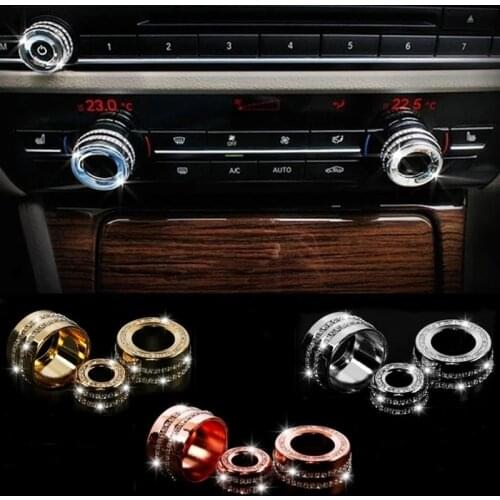 3 pcs Car Air Conditioning Rotary Knob Decoration Cover Ring Trime For BMW 5 6 7 series X3 X4 X5 X6 M5 M6 5GT X5M X6M