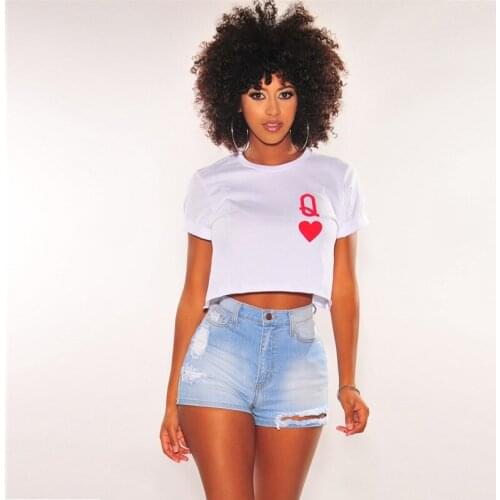 Women High Waist Hole Washed Biker Shorts Feminino 2021 Summer