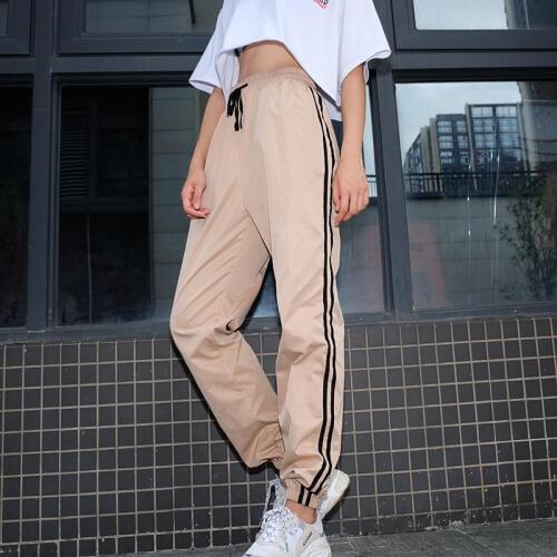Fashion High Waist Stripe Patchwork Pencil Pants Drawstring Streetwear Loose Spring Autumn Casual Women Trousers 2019