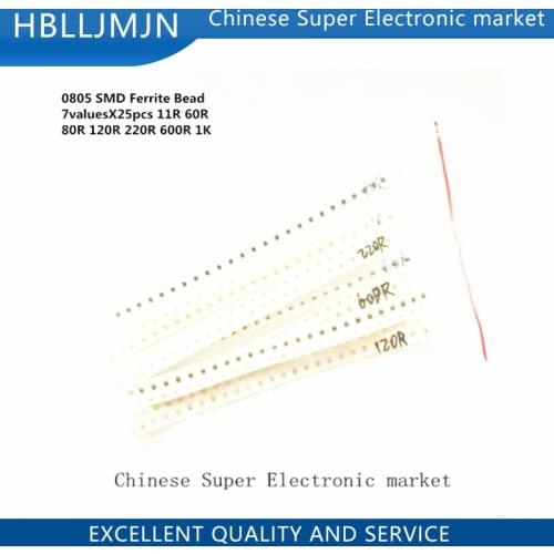 0805 SMD Ferrite Bead 3A High Current 7valuesX25pcs=175pcs 0805 SMD FB 11R 60R 80R 120R 220R 600R 1K