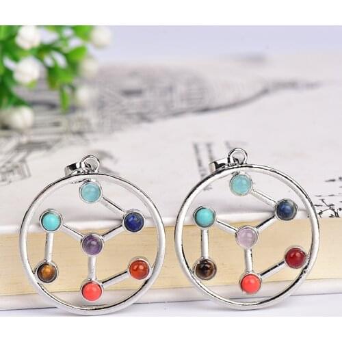 1PC Natural Quartz Seven Chakras Necklac Jewelry Pendant Yoga Healing Colourful Crystal Girl Boy Increase Charm Stones Gifts