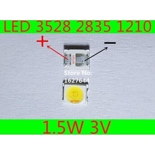100pcs LED 2835 3528 1210 LED TV Backlight High Power 1.5W 3V LED Backlight Cool white For LED LCD TV Backlight Application