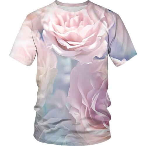2020 T-shirt Mens Summer T-shirt Fun Rose Flower 3D T-shirt Chinese Style T-shirt Streetwear Graphic T-shirt Mens T-shirt