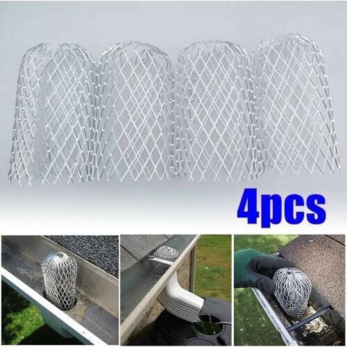 4 Metal Stretchable Roof gutter filters Leaf strainer Debris Trap Guard Drain Pipe Cover Downpipe Aluminum metal Filter cap