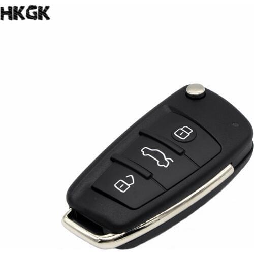 5pcs/lot Replacement Folding Flip 3 Button Car Remote Key Shell For AUDI A2 A3 A4 A6 A6L A8 TT With Logo