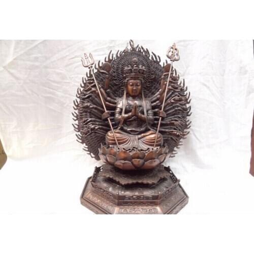 Fast shipping USPS to USA S1770 17" Tibet Pure Bronze 1000 Arms Avalokiteshvara Buddha Kwan-Yin Goddess Statue