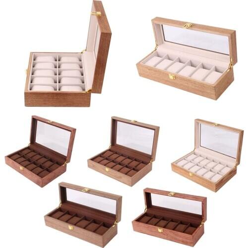 Glass Topped Wooden Watch Box Novelty Watch Case Executive 6/10/12 slots Watch Case with Valet watch pillow