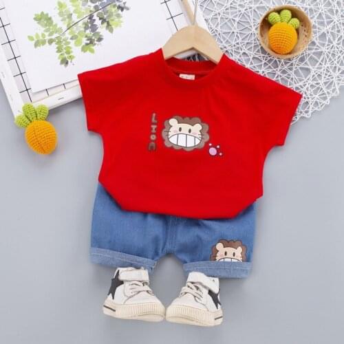 Baby Boy Girl Suit Cartoon Grog T-Shirt Shorts Summer Clothing Suit Baby Clothes 1-3 Years Old