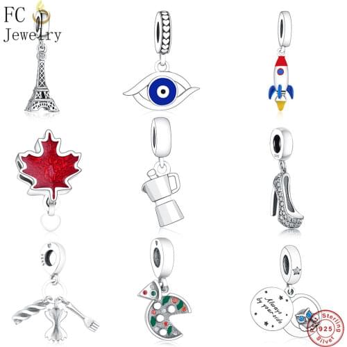 FC Jewelry Fit Original Brand Charm Bracelet Bangle 925 Sterling Silver Travel Coffee Water Bottle Beads Making Berloque 2019