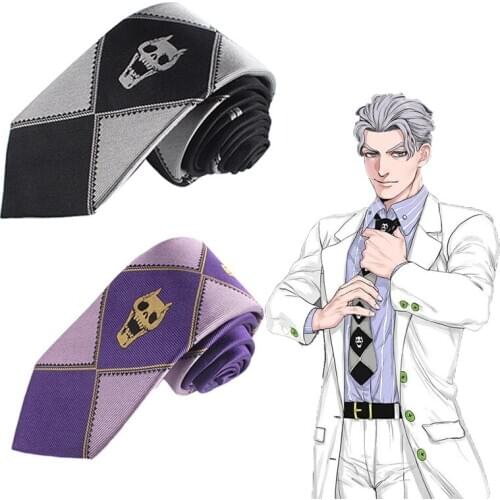 Anime JoJos Bizarre Adventure Cosplay Costumes Props Tie Halloween Kira Yoshikage Cosplay Necktie For Women Mens JoJos Tie