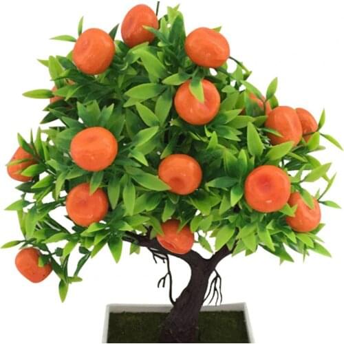 Artificial Plants Bonsai Mandarin Orange Fruit Tree Potted for Home Wedding Room Decoration Flower Hotel Party Decor Fake Potted
