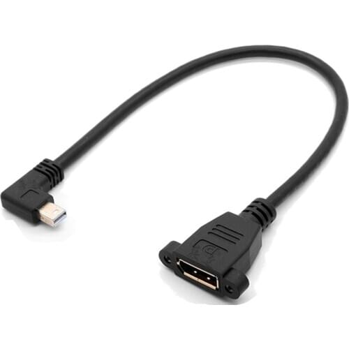 Cable Mini DisplayPort Right Angle to DisplayPort Adapter in Black - 4K Resolution Ready - Thunderbolt and Thunderbolt 2