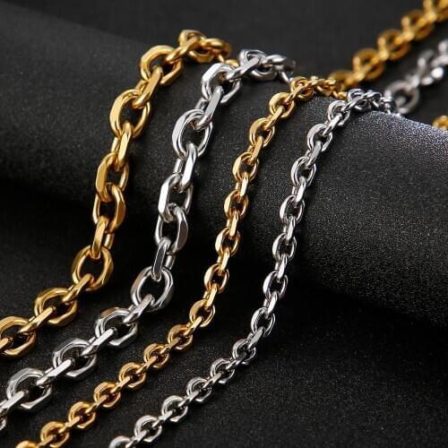 Mens Necklaces Chains Stainless Steel Gold Silver Color Necklace for Men Women Rolo Jewelry 2/3/4.5/6/7/9/10mm Width
