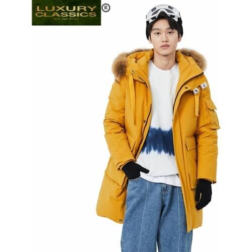 Fur Real Hooded Raccoon Mens Down Jacket Men Clothes 2021 Korean Fashion Duck Down Coat Male Jacket Ropa Hombre 90140015