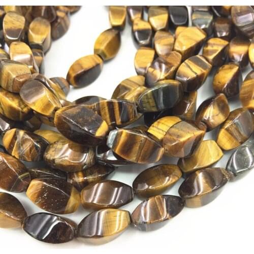 Natural Stone Tiger Eyes 8X16mm Twist Shape Loose Beads for Jewelry Making DIY Necklace Bracelet Yellow Findings 15inch A159