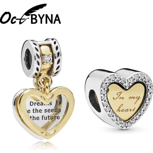 Octbyna Romantic Future Seed Pendant&Forever In My Heart Beads Charms Fits Pandora Bracelet Necklace For Women Jewelry Making