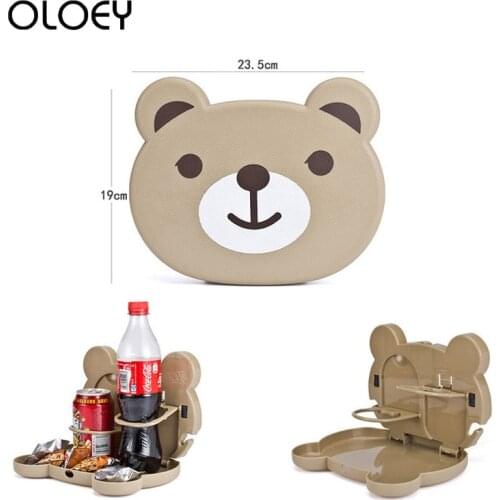 OLOEY Baby Car Accessories Dining Table Fixed Cup Foldable High Quality PP Safety Seat Fold Cartoon Print Cup Holder Tray Rack