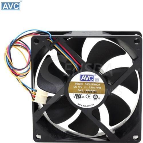 Original For AVC DS09225B12H 12V 0.41A 9CM 9225 four-lane dual ball bearing PWM fan thermostat