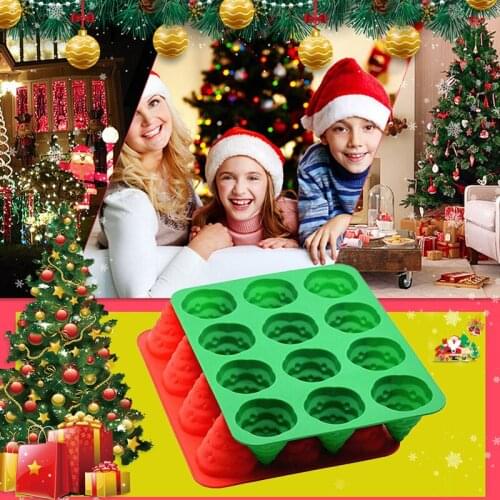 12 Even Christmas Tree Food Grade Silica Gel Material Cake Mold Silicone Baking Mold 3D Chocolate Cake Mould Drop Shipping