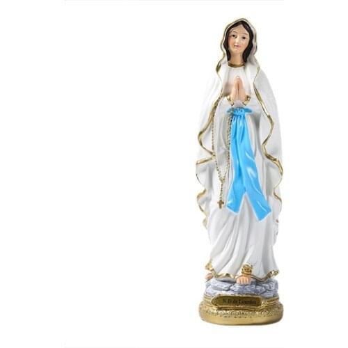 Our Lady of Lourdes Blessed Virgin Mother Mary Catholic Religious Gift Colored Resin Figurine Statue H051