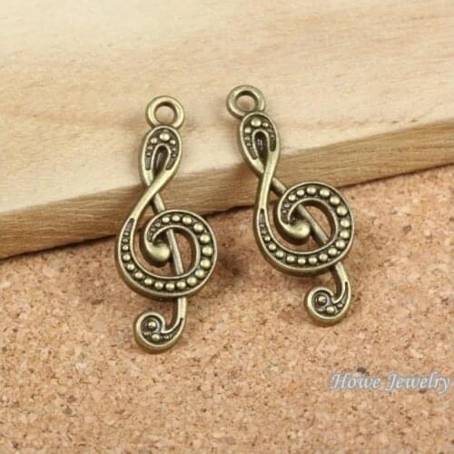 Vintage 36 pcs Cute daintiness Music notation Pendant Antique bronze Zinc Alloy fit Bracelet Necklace Metal Jewelry Findings