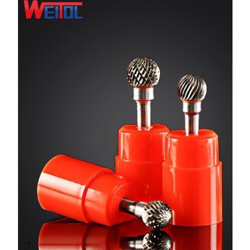 Weitol 1pcs 6mm D type carbide rotary files single cut carbide burrs grinder tools solid carbide cutter bits