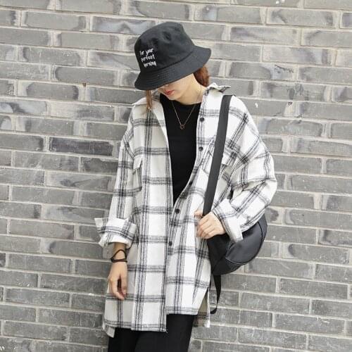 Autumn New Arrival 2019 Plus Size Warm Thick Korean Blouse Flannel Plaid Shirt Women Long Sleeve Casual Loose Button Down Shirt