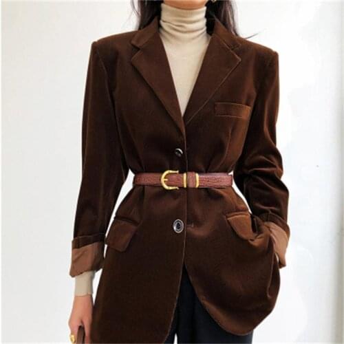 Fashion Gold velvet Blazers Women Blazers jacket Spring New high quality Loose Close waist casual suit women Blazer Female coat