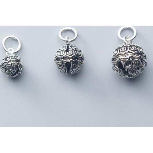 925 Sterling Silver Vintage Ringing Bell Charms 8mm 10mm 12mm Ornament Round Bell Pendants DIY Jewelry Findings For Birthday