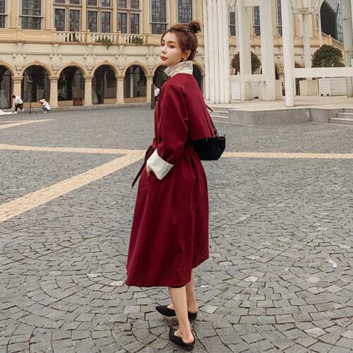 Trench 2021 Autumn New Mid Long Korean Loose Waist Temperament Show Thin British Fashion Womens Coat Womens Windbreaker