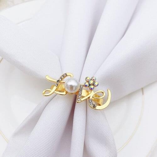 12pcs Hotel new Valentines Day LOVE napkin buckle napkin ring diamond napkin ring metal mouth cloth ring
