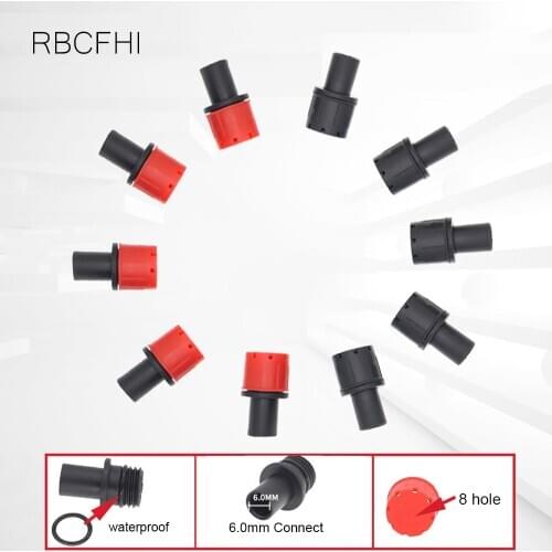 RBCFHl 20-50PCS 6mm Adjustable Dripper hole threaded connector Micro Drip Irrigation Watering Anti-clogging Emitter