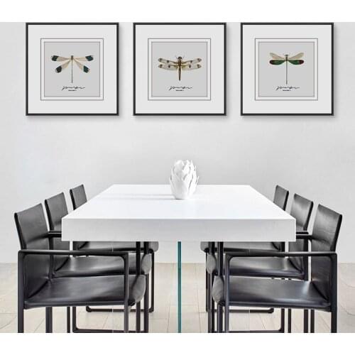 3 Pieces Canvas Painting Animal Dragonfly Wall Art Print Poster Decoration Picture Living room Scandinavian Nordic Decor