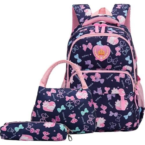 3 in 1 Children School Bags Girls Bow Printing Rucksack Casual school Backpacks kids travel backpack Mochila Escolar
