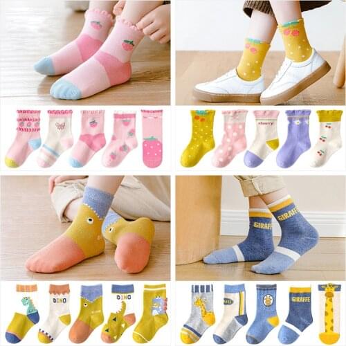 Wecute 5 Pairs Kids Socks Set for 3-5years Child Autumn and Winter Socks Cartoon Colorful Cotton Socks Kawai for Boys Girls Gift