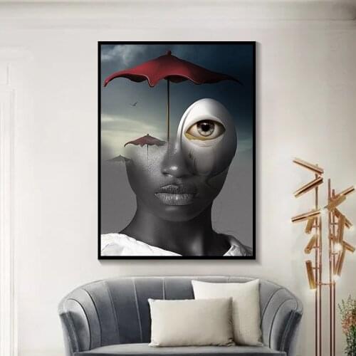 Abstract Black Woman Canvas Painting Modern Fashion Wall Art Poster and Prints For Living Room Home Corridor Decoration Unframed